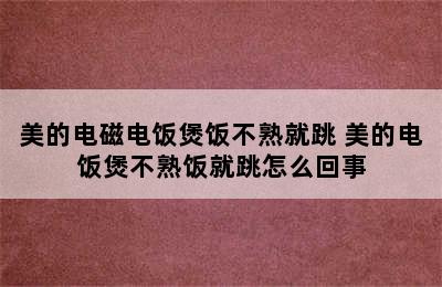 美的电磁电饭煲饭不熟就跳 美的电饭煲不熟饭就跳怎么回事